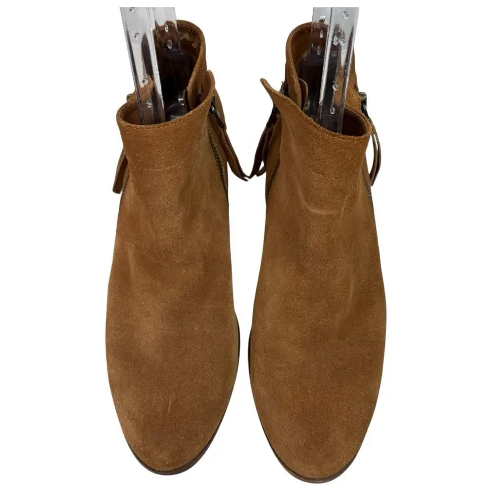 Sam Edelman Packer Suede Western Ankle Boots Tan Size 9 Boho Festival